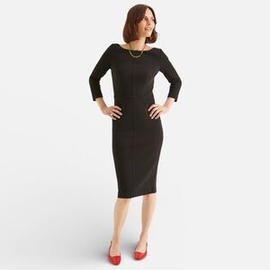Boden Aurelia Ottoman Midi 3/4 Sleeve Stretch Dress Classic Black SZ 6 Long NEW